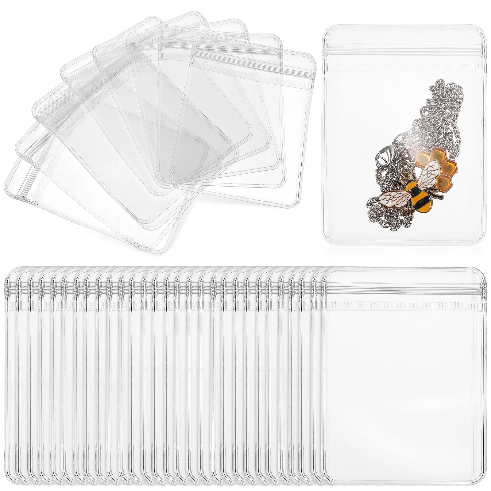 

100 Pcs Transparent Jewelry Storage Bags Jewelry Organizer Pouches Storage Bags for Rings Stud Earrings Necklaces