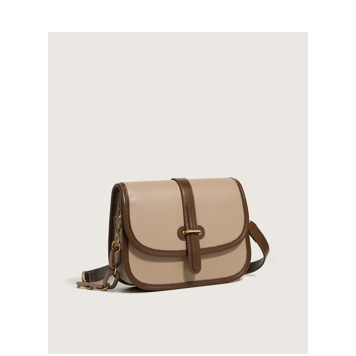 

Pure contrast color handbag women's new fashion saddle bag One Shoulder Messenger Bag