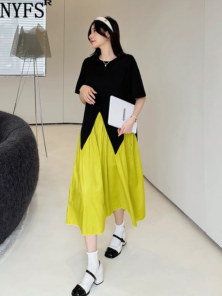 

Женское платье с плиссировкой на подоле NYFS, свободное платье в Корейском стиле, лето 2023