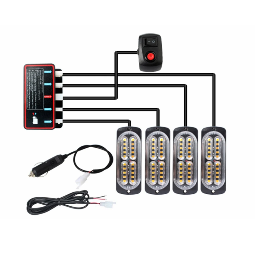 

4 шт., стробоскопы для автомобиля, 20 светодиодов, 12 В