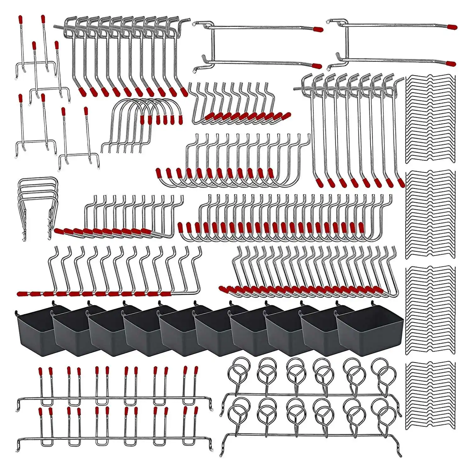 228 Pcs Pegboard Hooks Assortment with Metal Hooks Sets Pegboard Bins Peg Locks for Organizing Storage System Tools