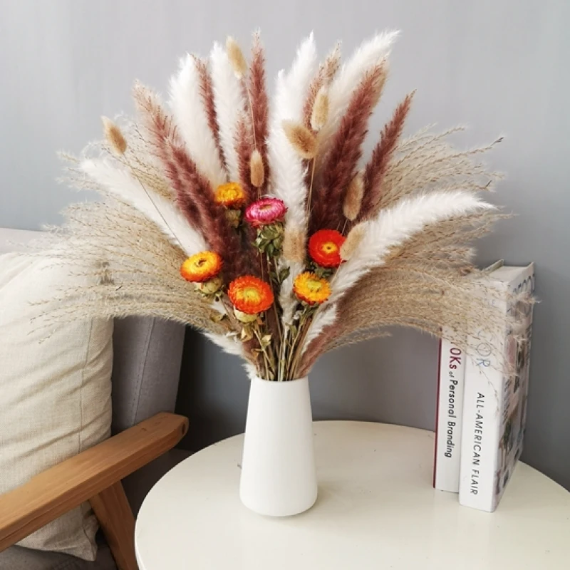 

Natural Phragmites Wedding Arrangement Materials Daisy Pampas Grass Decoration Dried Flowers Bouquet Boho Home Room Decor