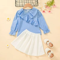 kids clothes girlssuit 2022 spring summer long sleeve ruffles t shirt white a line skirt two piece fashion toddler clothes