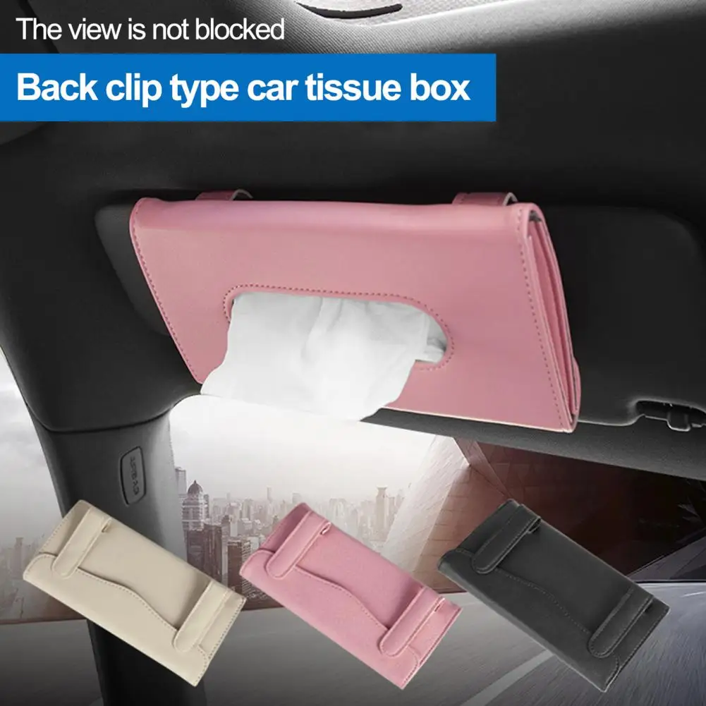 

Solid Color Hanging Tissue Holder Faux Leather Vehicle Visor Napkin Holder Case Car Home Dual-Purpose Tissue Box Car Interior