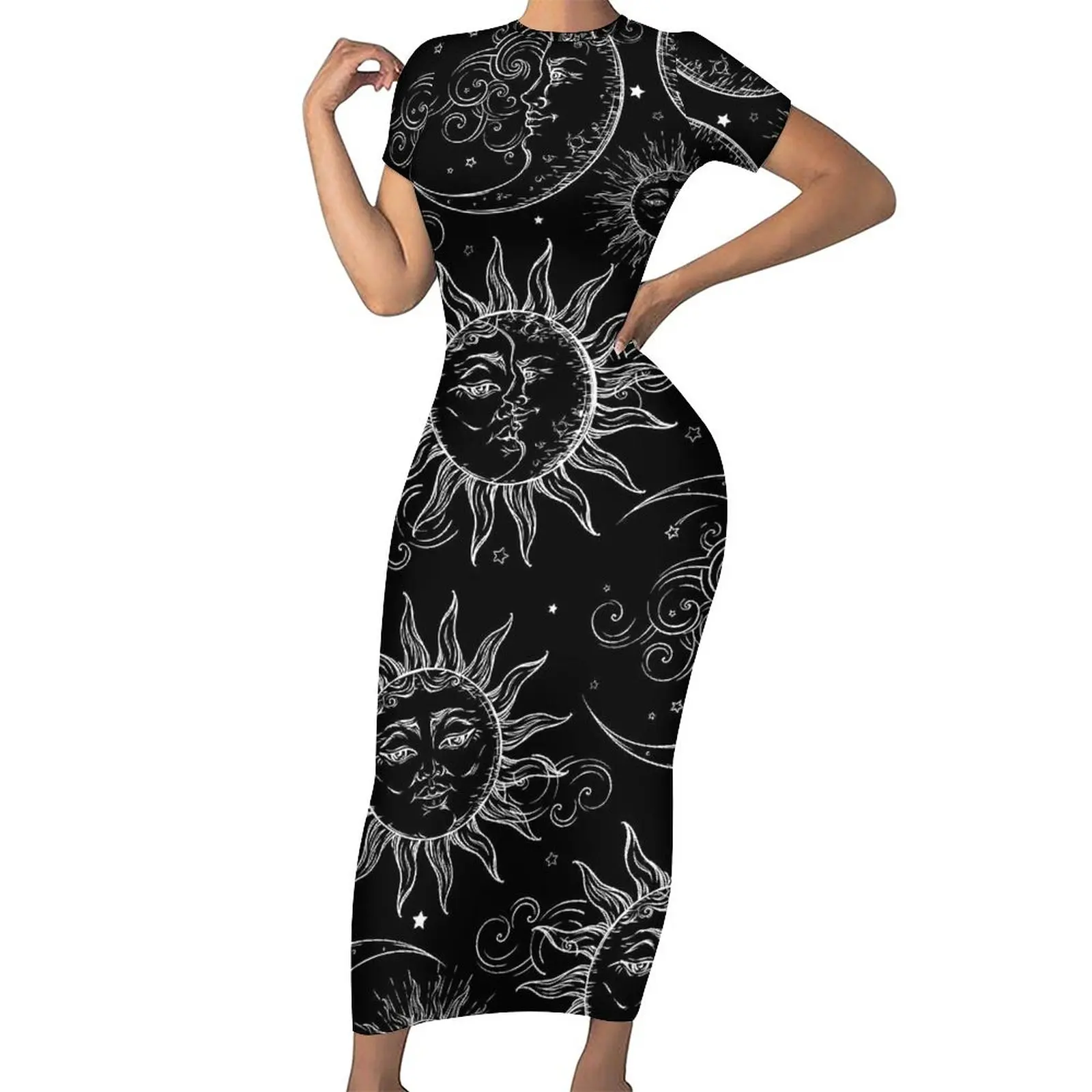 

Женское платье-макси с коротким рукавом, облегающее платье в стиле ретро