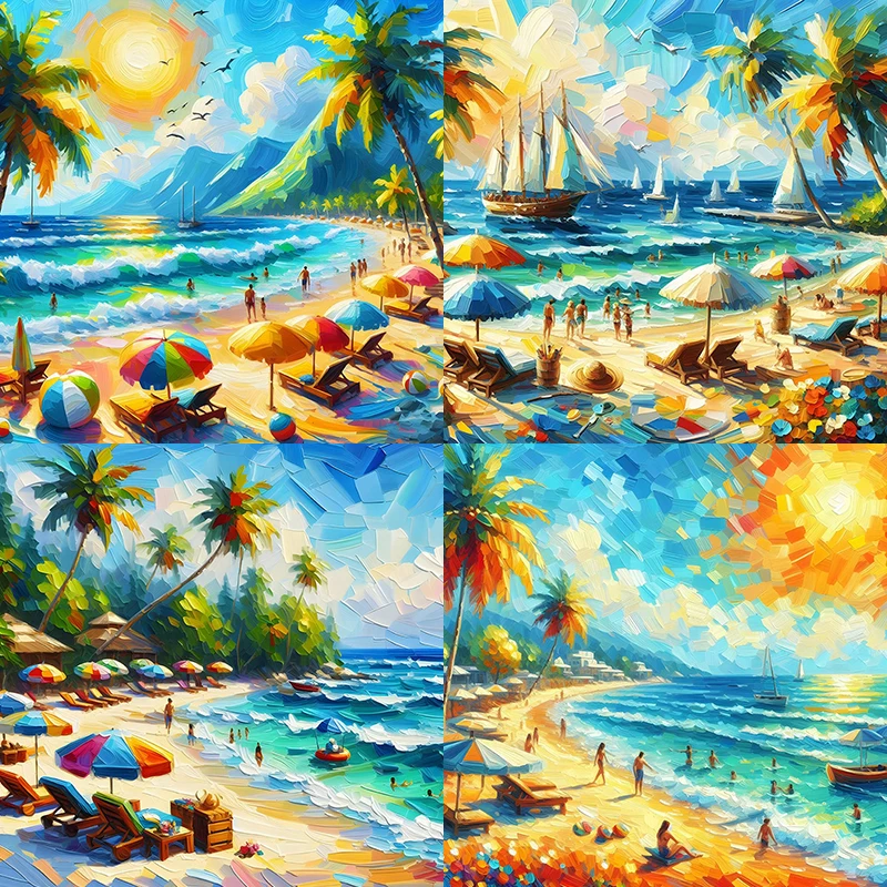 Классический стиль круглая форма алмазная живопись сделай сам пляж восход