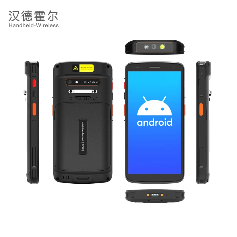 Фото Сканер штрих-кодов Android IP67, 5050 мАч, портативный, защищенный, 14/15 PDA, 4G Wi-Fi, считыватель данных RFID, 1D 2D/QR-сканер, 6 дюймов, 256 МБ №5