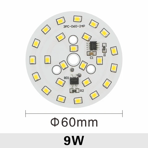 Светодиодный чип для точечного освещения 3 Вт, 5 Вт, 7 Вт, 9 Вт, 12 Вт, 15 Вт, 18 Вт, SMD 2835, круглые светильник вые шарики, 220-240 В переменного тока, Светодиодный точечный светильник