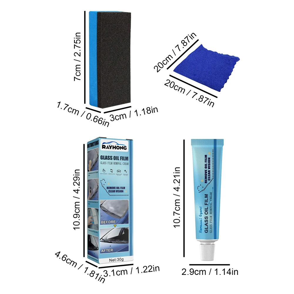 

1Set Car Cleaner Glass Oil Film Remover Windshields Cleaning Liquid 30g High Quality Automotive Care Supplies Accessories