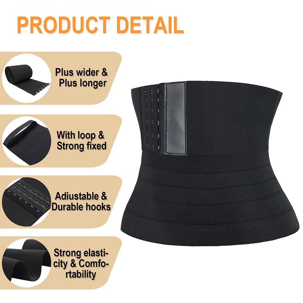 Atbuty Bandage Wrap Belt Workout Slimming Tummy Reduce Belly Stomach Girdle Hook & Eye Snatched Me Up Waist Trainer Sweat Shaper