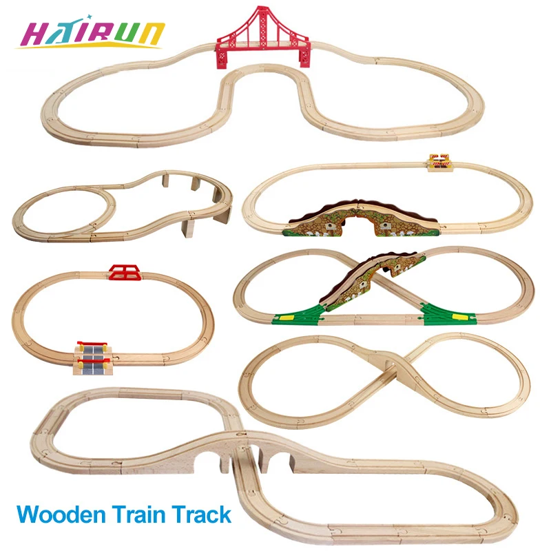 

DIY Wooden Train Track Set Compatible with All Major Brands Toys For Children Wooden Railway Toy Road Accessories Toy Kids Gift