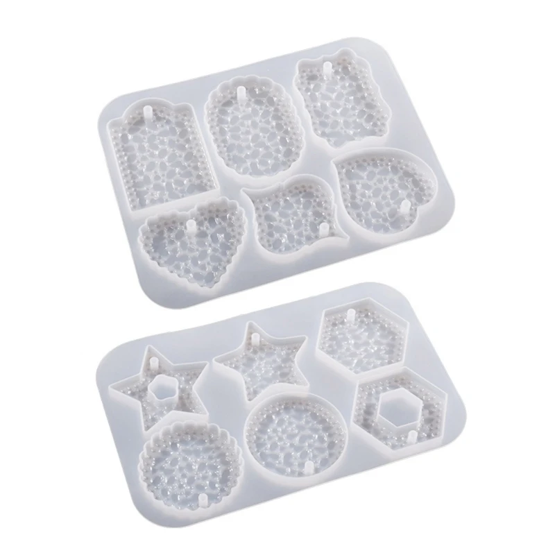 

28TF Silicone Mold for Resin Star-Heart-Tag Handmade Keychain Silicone Mold with Hole