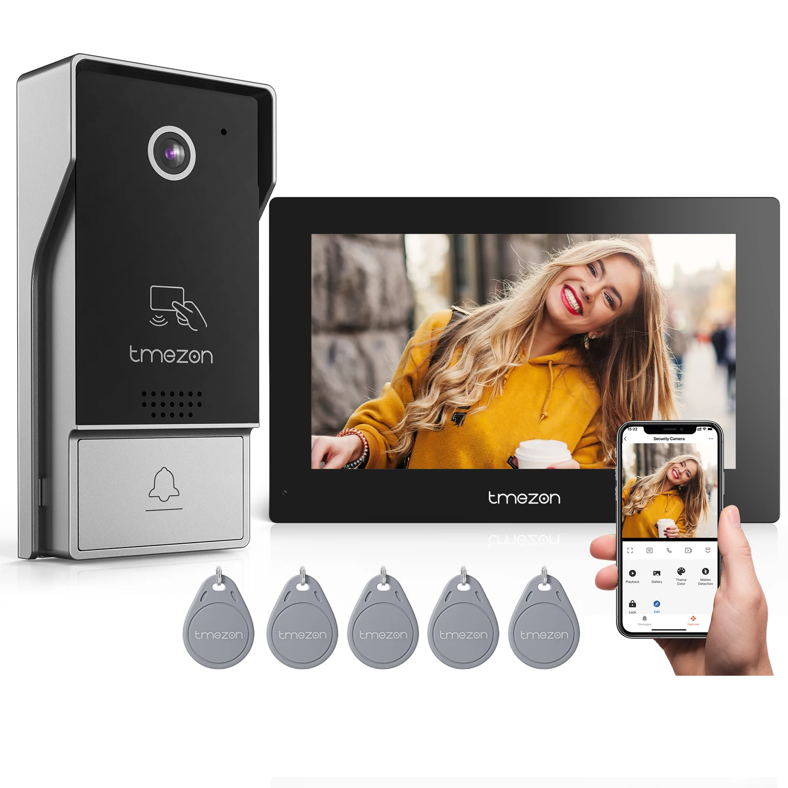 

TMEZON 7-дюймовый Wi-Fi видеодомофон с проводным звонком