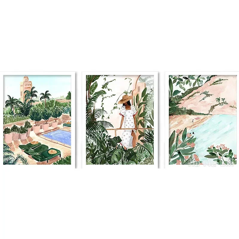 Настенный Триптих Boho тропический рай от Sabina Fenn