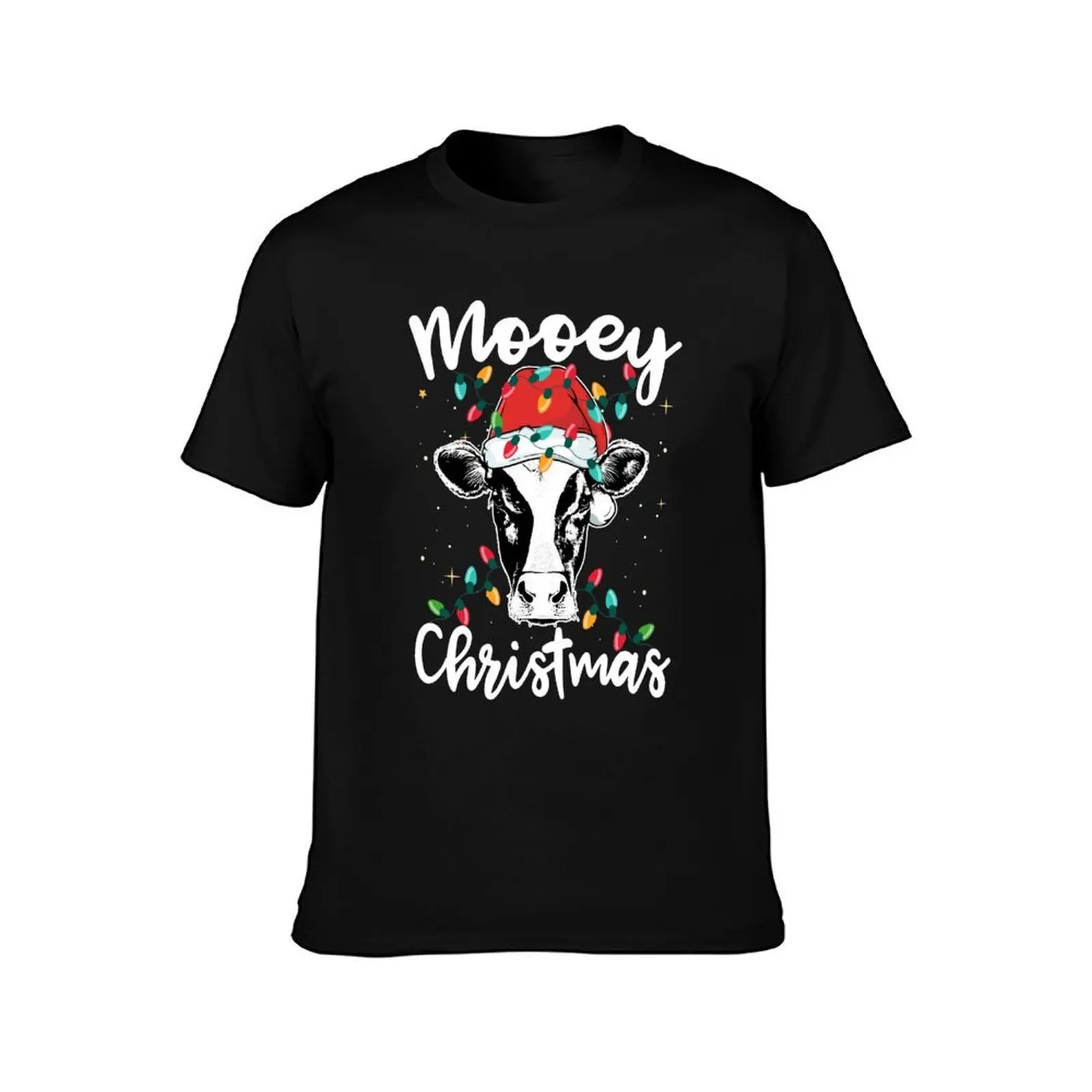 Фото Футболка для любителей коров Mooey Christmas Santa Heifer Xmas Lights, летняя футболка с эффектом прохлады №2