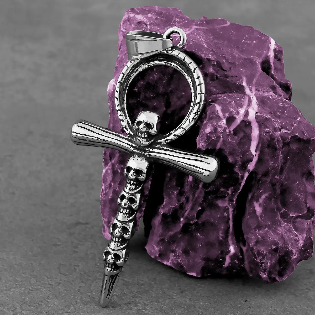 

Vintage Hip Hop Cross Skull Necklace Stainless Steel Men Gothic Punk Rock Skull Pendant Necklace Fashion Charm Jewelry Wholesale