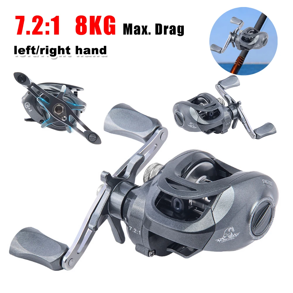 

Ultralight Baitcasting Reel 8KG Max Drag 7.2:1 Ratio Fishing Reel Magnetic Brake Metal Spool Saltwater Freshwater Fishing Tackle