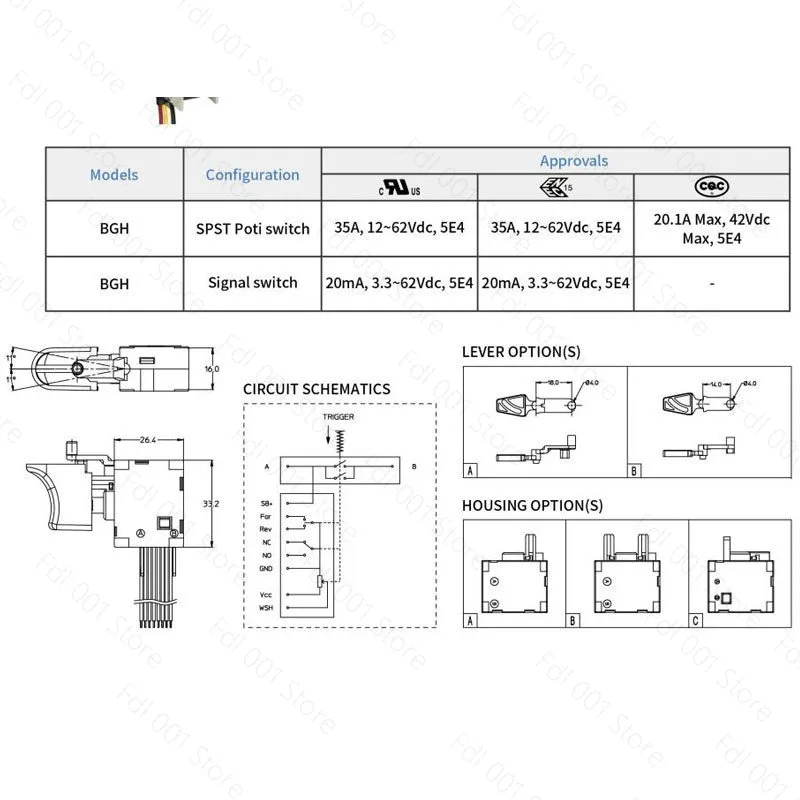 Фото Новый оригинальный переключатель для дрели BGH-1120A 42VDC №4