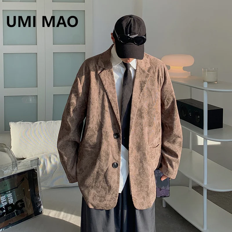 

UMI MAO Premium Small Blazers Handsome Casual Coat Men Men's Trendy Hong Kong Style Retro 2023 Autumn Jacket Homme Y2K