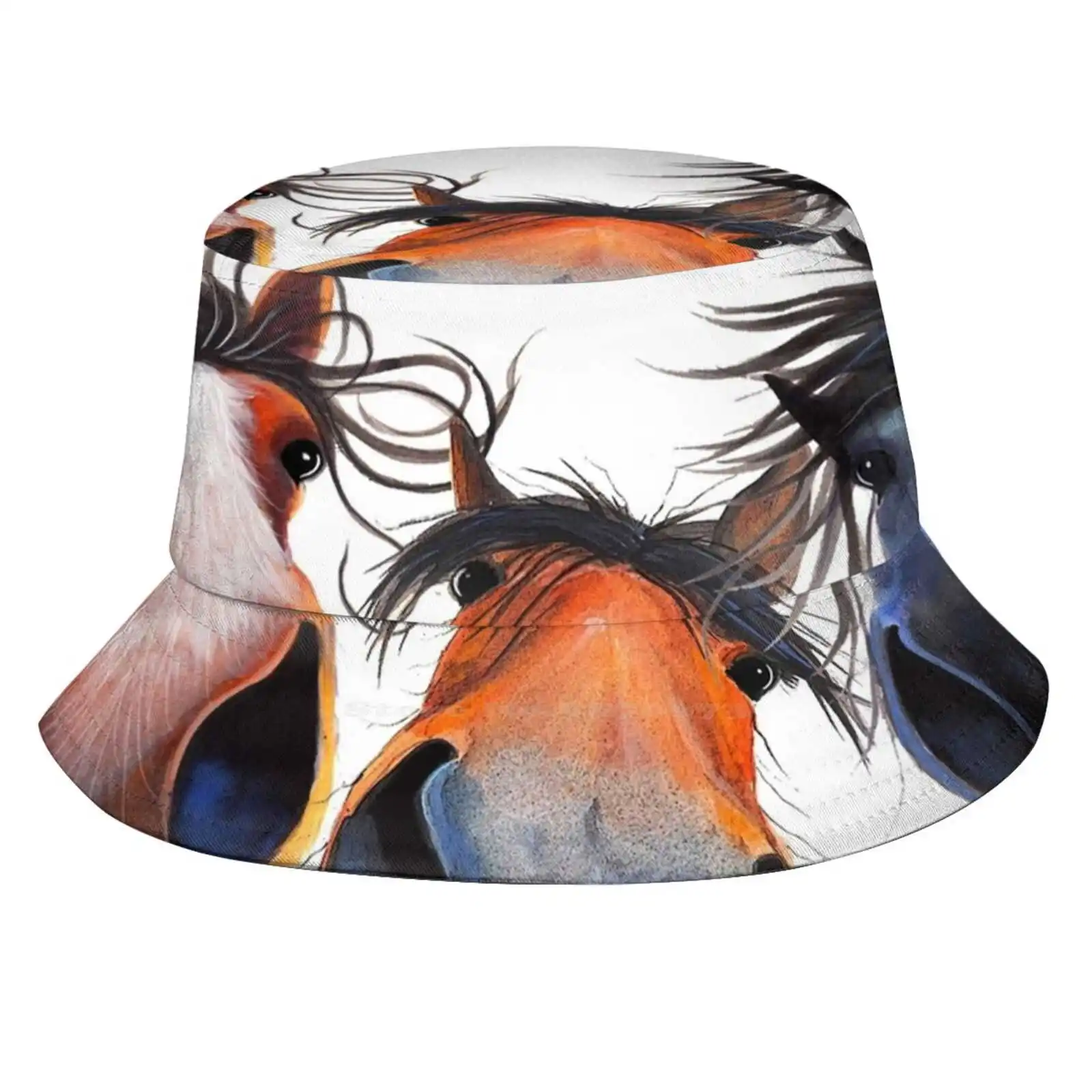 

Happy Horse Print ' Who Left The Gate Open  ' By Shirley Macarthur Pattern Design Printed Travel Bucket Hats Horse Art