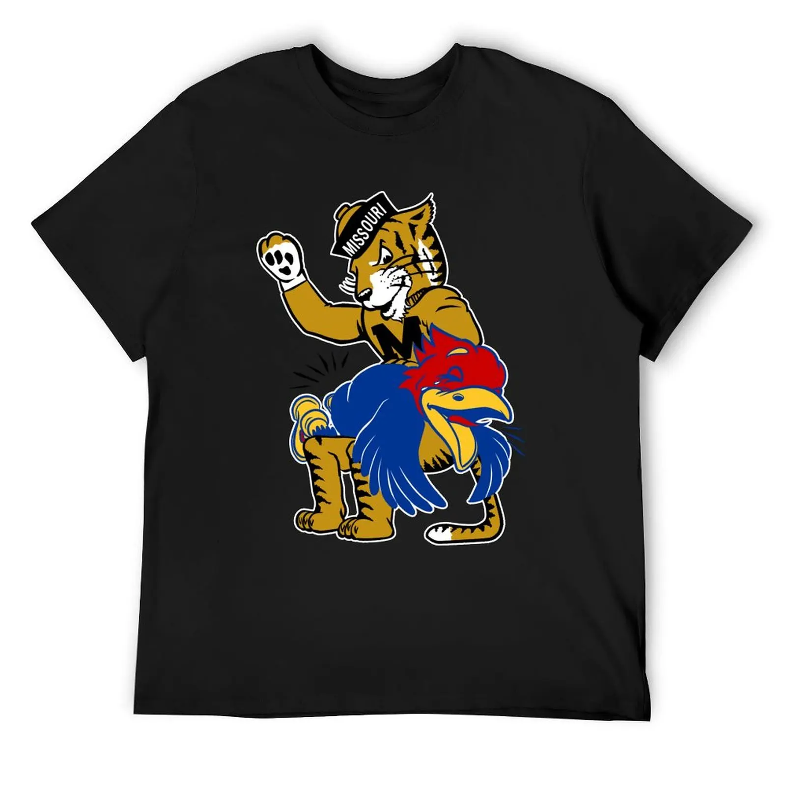 Фото Винтажная футболка M-U Tiger vs. K-U Jayhawk Spanking для мальчиков с животным принтом и принтом для мальчиков, спортивная футболка для мальчиков №1