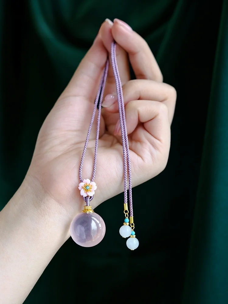 Натуральная звезда розовый кристалл большой шар ожерелье женский кулон с