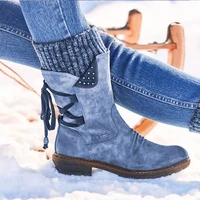 womens martin boots winter 2022 side zipper snow boots lace up women shoes size 43 knitting retro ankle boots botas de mujer