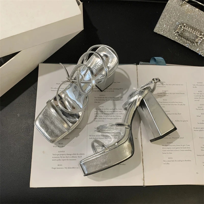 Босоножки женские на квадратном каблуке 11 см сандалии платформе с ремешком