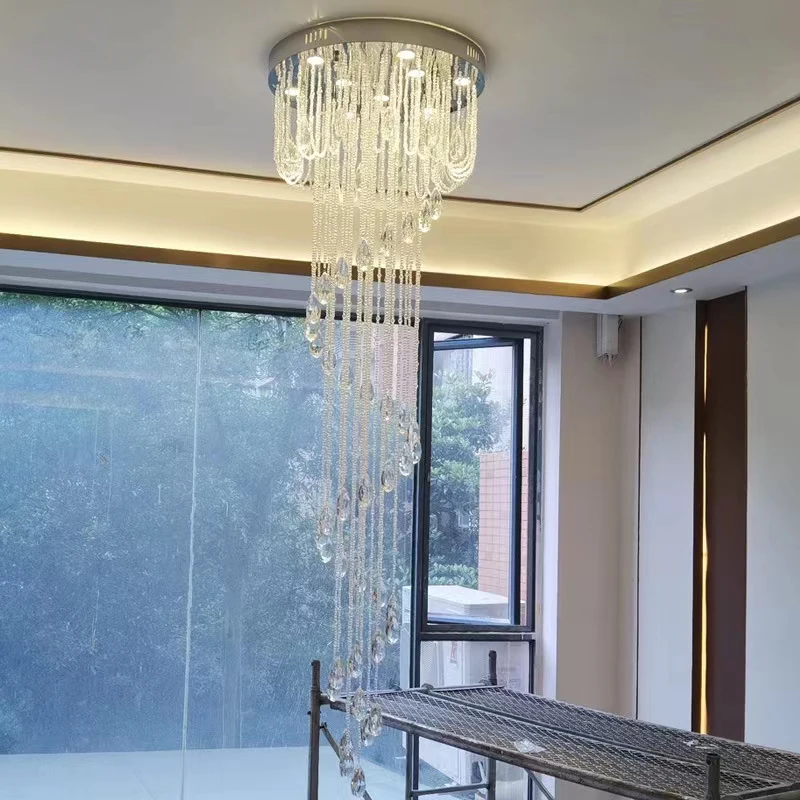 

Современные светильники со спиральными элементами для лестницы, Потолочные Подвесные Люстры, лофт, кинотеатр, вилла, холл, светодиодная лам...