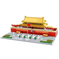 lezi 8016 world architecture china tiananmen square flag river model mini diamond blocks bricks building toy for children gifts