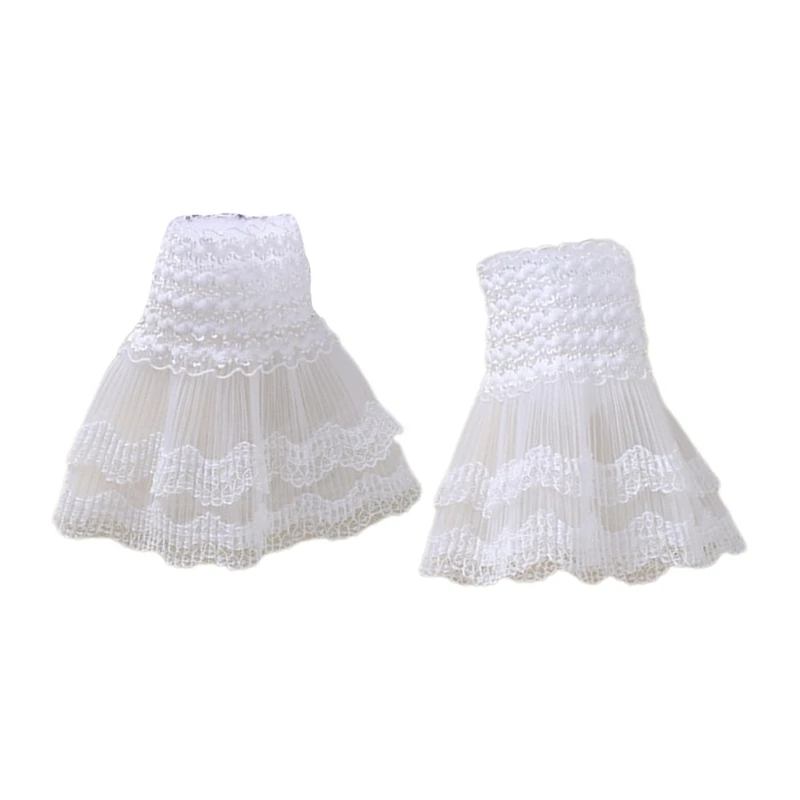 

Плиссированные наручные манжеты Двухслойные кружевные перчатки Без пальцев Универсальные накладные рукава Съемный накладной для