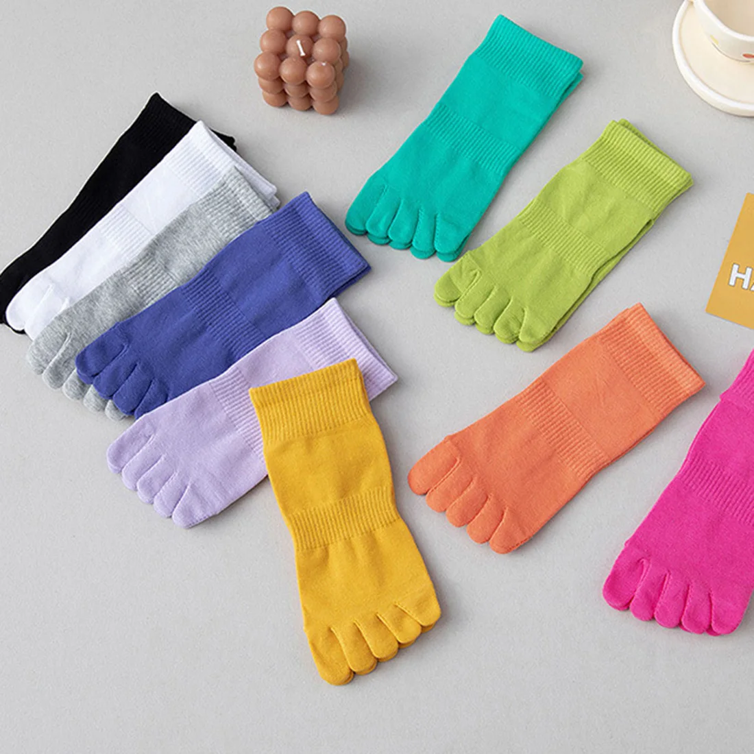 

Cotton Five Finger Socks Woman Girl Candy Colors Casual Fashion Funny Soft Elastic Harajuku Short Socks With Toes Hot Sell
