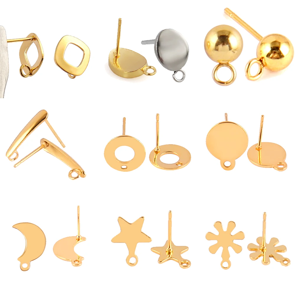 Геометрические серьги-гвоздики из нержавеющей стали застежки-крючки для