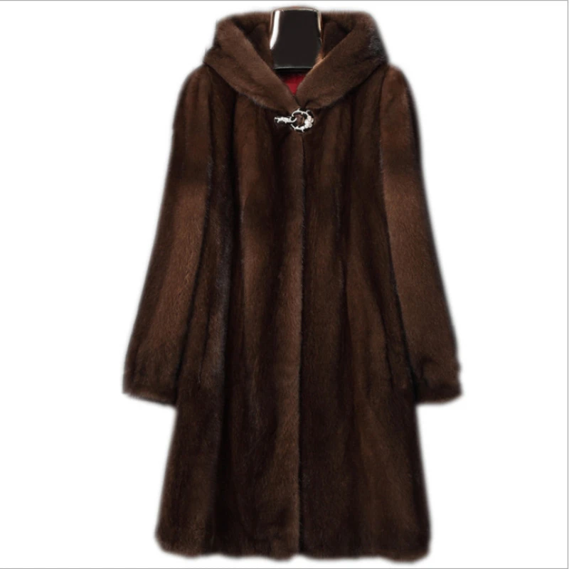 ICCLEK Fur mink 2019 imitation mink coat women's fur whole mink long hat