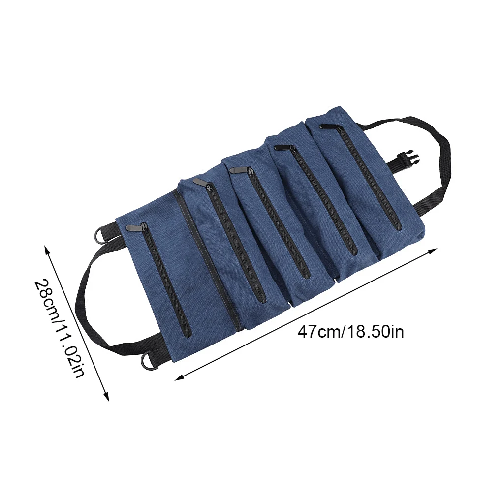 

Tool Bag Spanner Screwdriver Wrench Roll Storage Pouch Oxford Cloth Waterproof Zipper Closure