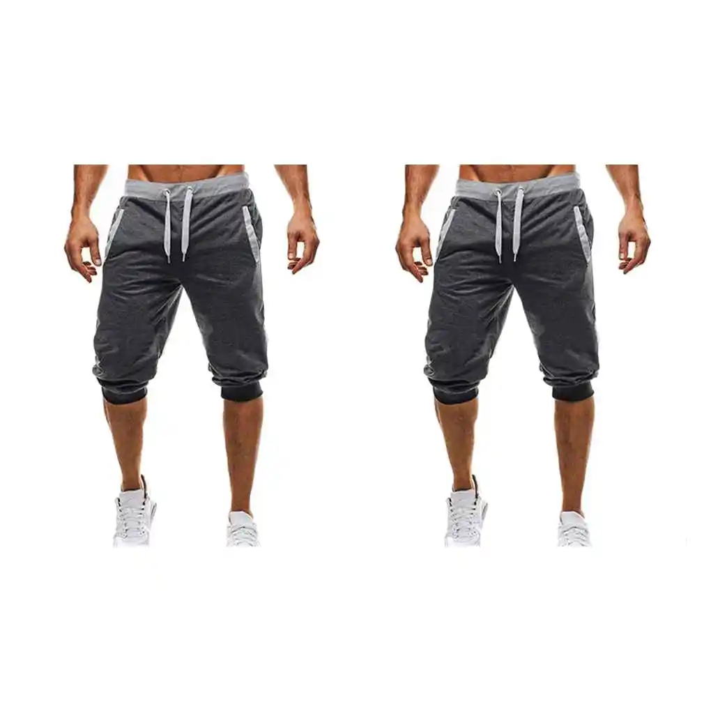 Мужские модные шорты, повседневные мужские спортивные шорты для бега, свободные брюки средней длины