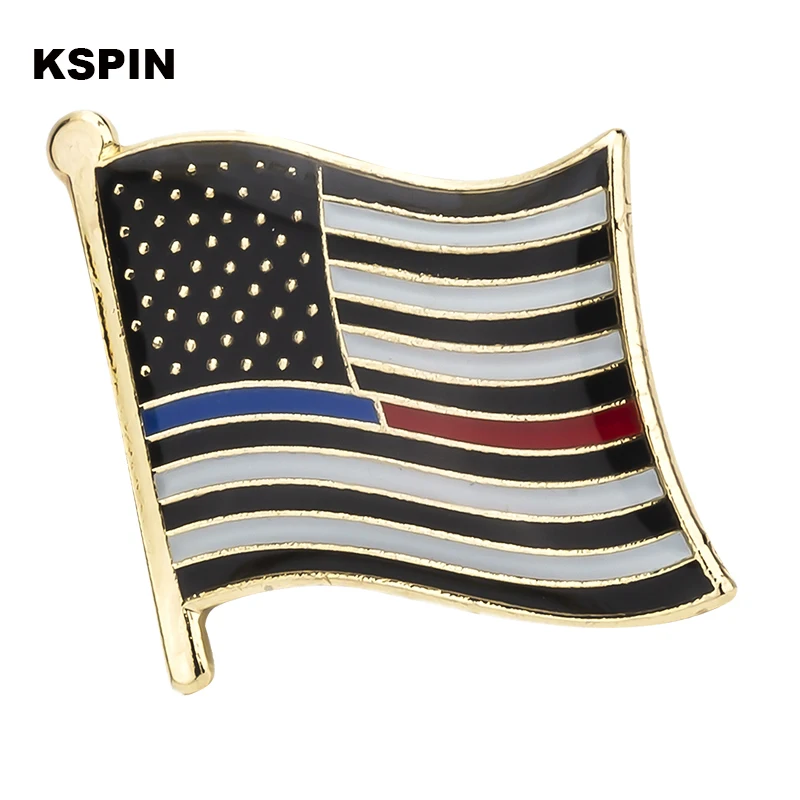 

Thin Blue Red Line Flag Badge Pins Badge Brooch Badges on Backpack Pin Brooch