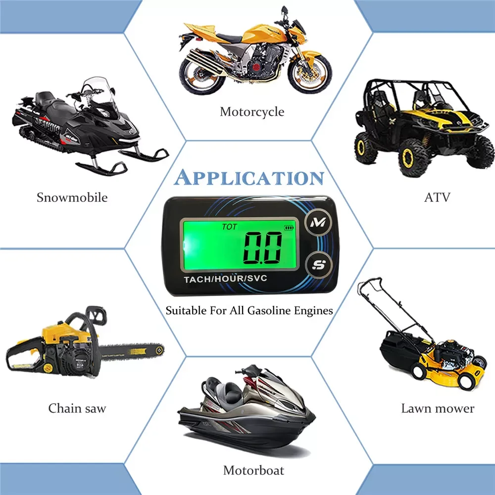 

hour meter Motorcycle Meter Digital Tachometer Engine Resettable Maintenace Alert RPM Counter for Chainsaws Boats ATV