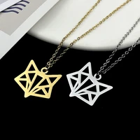 personalized hollow out fox pendant necklaces for women stainless steel jewelry gold chains choker collar acero inoxidable mujer