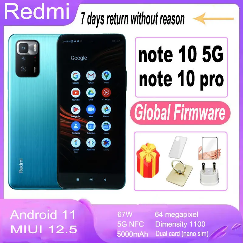 

5G xiaomi redmi Note 10 note 10 pro celular 8GB 128GB8GB Mobile Phone global version full netcom android 5000mAh
