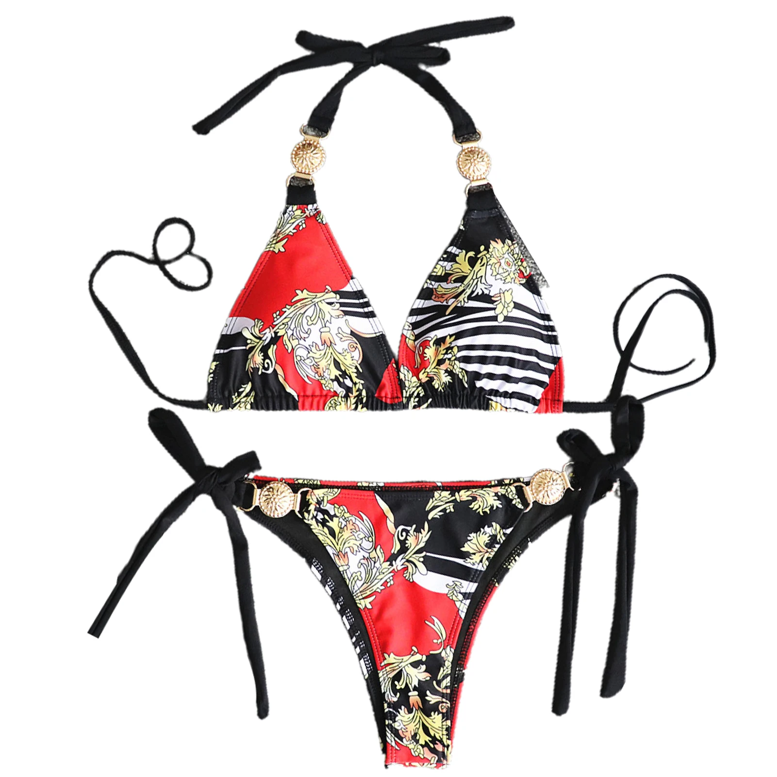 

Fashion Women's Swimsuit Sexy Print Tie Bikini Two Piece Summer Bathing Suit Sunbathing Suit Swimwear Thin Underwear ASD88