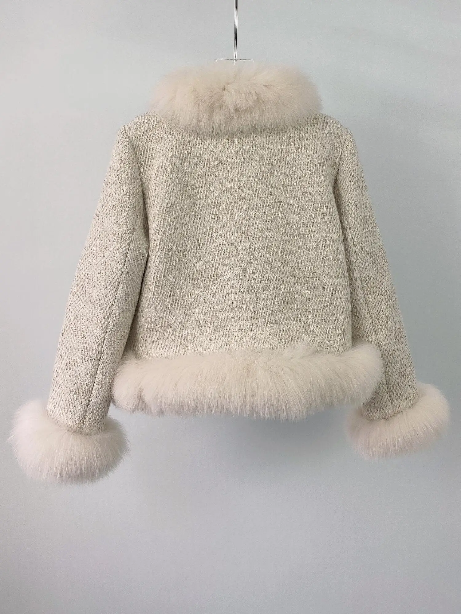 Woolen Imported Whole Leather Fox Fur Coat Female 2022 Autumn and Winter New Long Sleeve Double-faced Fur Jacket Woman Young