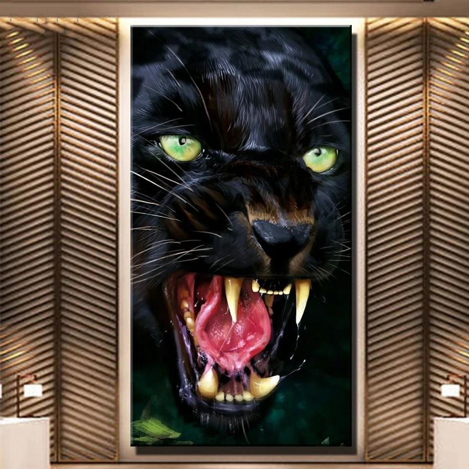 

Алмазная мозаика с пантерой, полная алмазная живопись, вышивка крестиком 5D, «сделай сам», большая вышивка стразы, картины ручной работы, хоб...