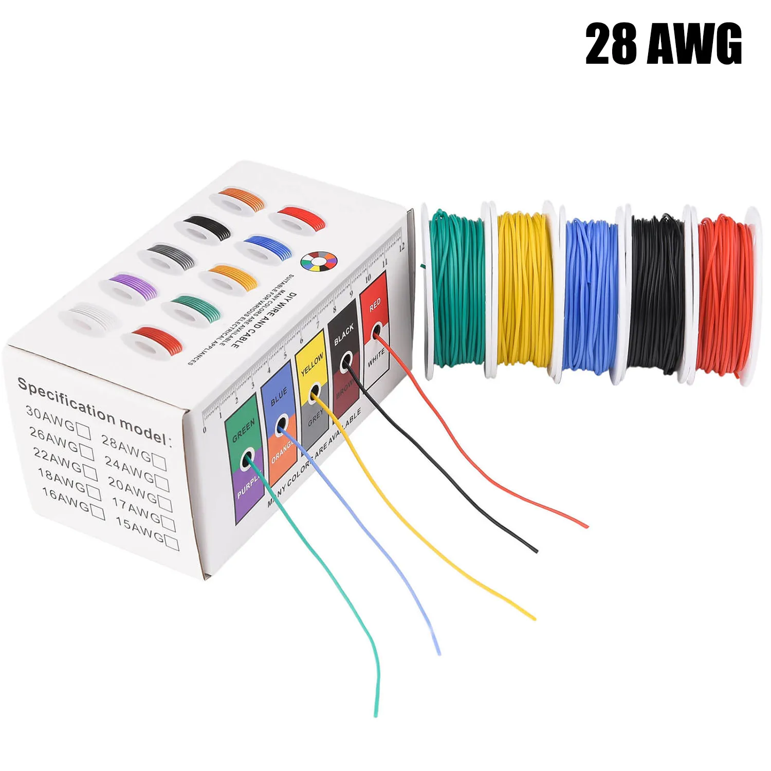 

Многожильный электрический провод 28 AWG, силиконовая изоляция, 5 цветов