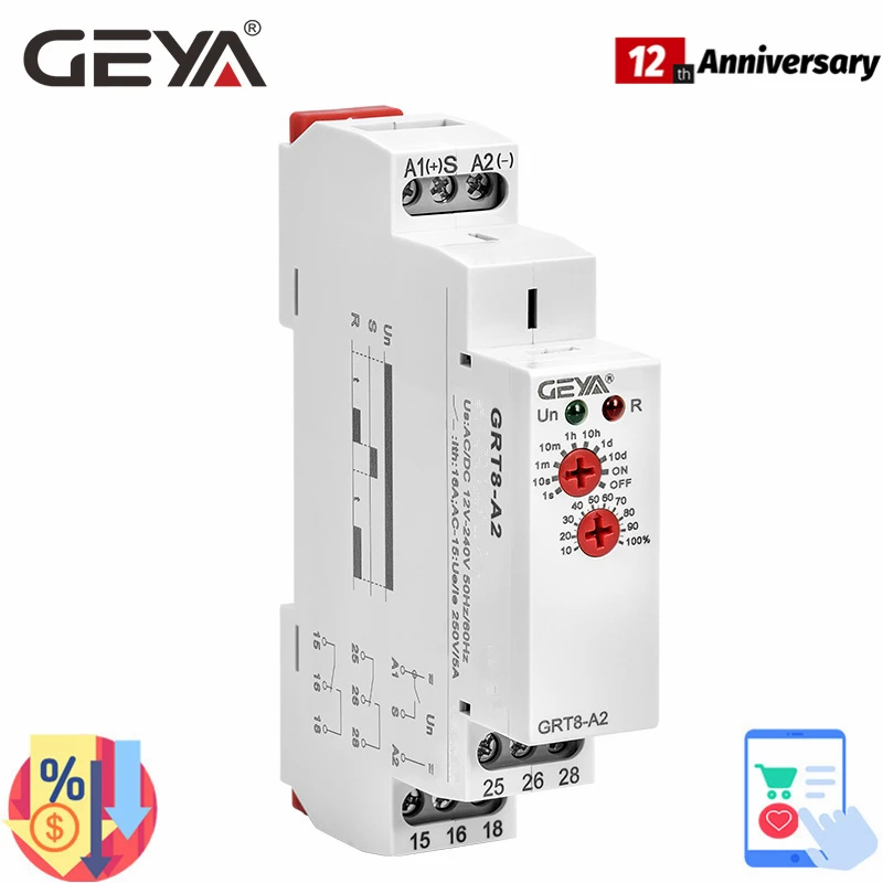 GRT8-A/B Delay On or Delay Off Time Relay 12V 24V 48V 110V 220V DIN Rail Timer Relay Module with CE CB ROHS Certificate