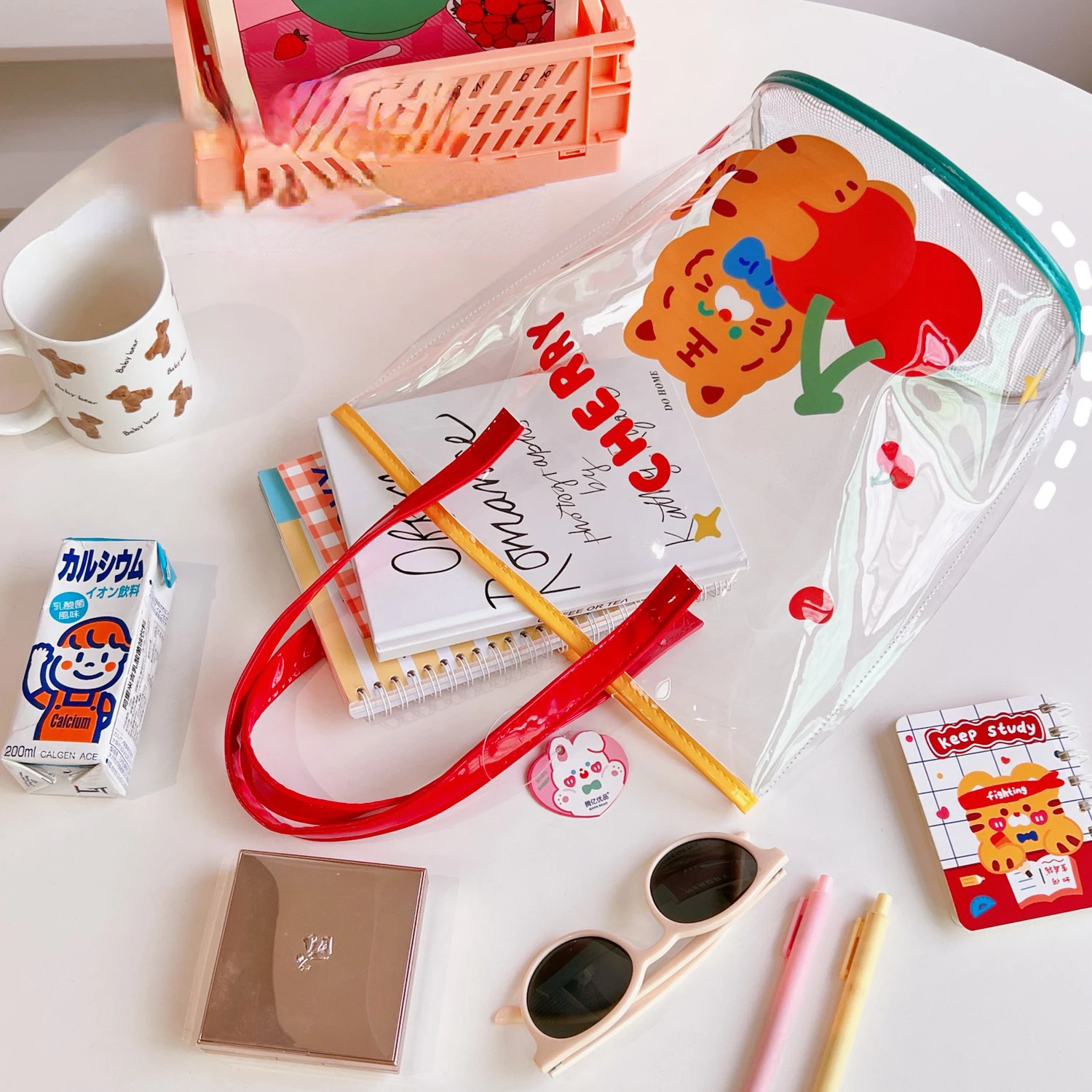 Новая пляжная сумка Желейная с маленьким тигровым медведем Маленькая женская