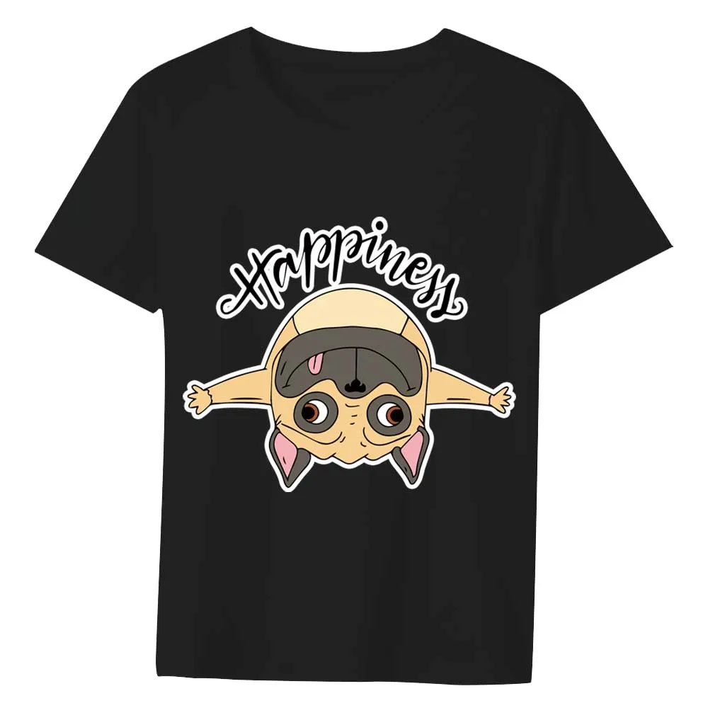 

CLOOCL Animals T-shirts Happiness Pug Area Printed Cotton Tees Fashion Hip Hop Tops Men for Women Shirt Short Sleeve