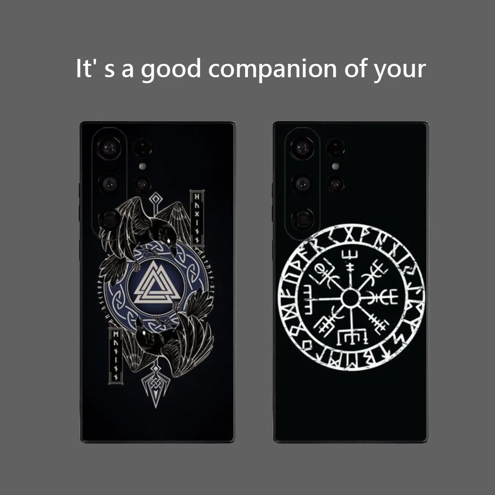 V-Viking Vegvisir Logo Phone Case for Samsung Galaxy S25 Ultra S22 S23 S24 S21 S20 5G Protective Soft Silicone TPU Funda
