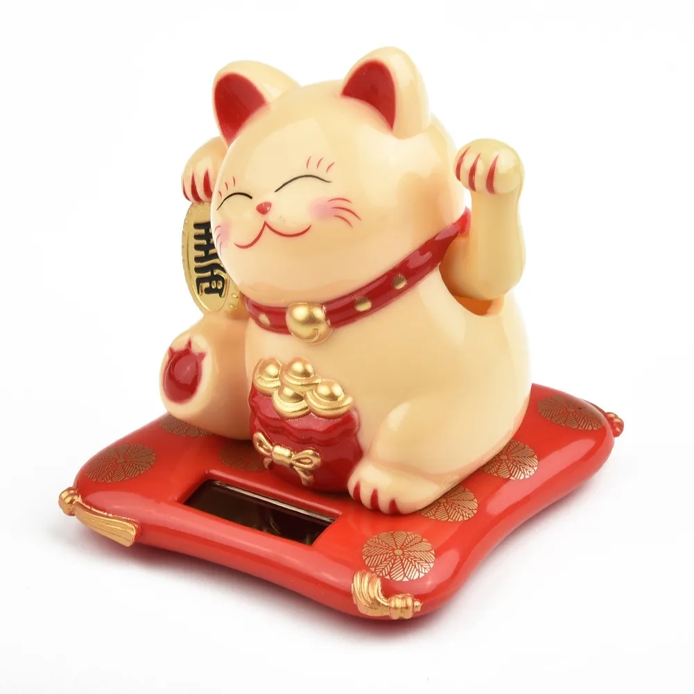 2 5 японская солнечная волна рука Lucky Cat или офис дома декоративные автомобильные