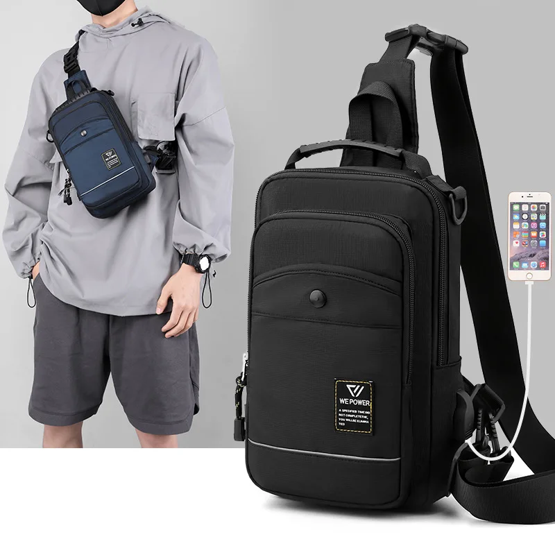 New Casual Men's Chest Bag Multifunctionfashionable Crossbody Water Resistant Outdoor Sports Mini Backpack With Usbcharging Port